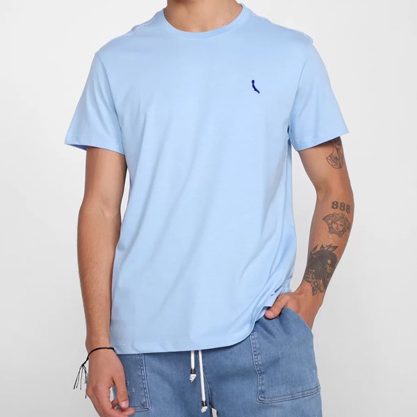 Camiseta Reserva Gola Careca Masculina - Azul Claro