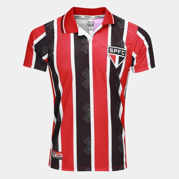 Camiseta São Paulo RetrôMania 1994 Listrada Masculina - Vermelho e Preto