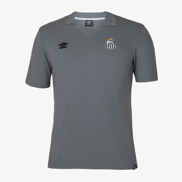 Camisa Polo Santos 2025 Viagem Umbro Masculina - Cinza