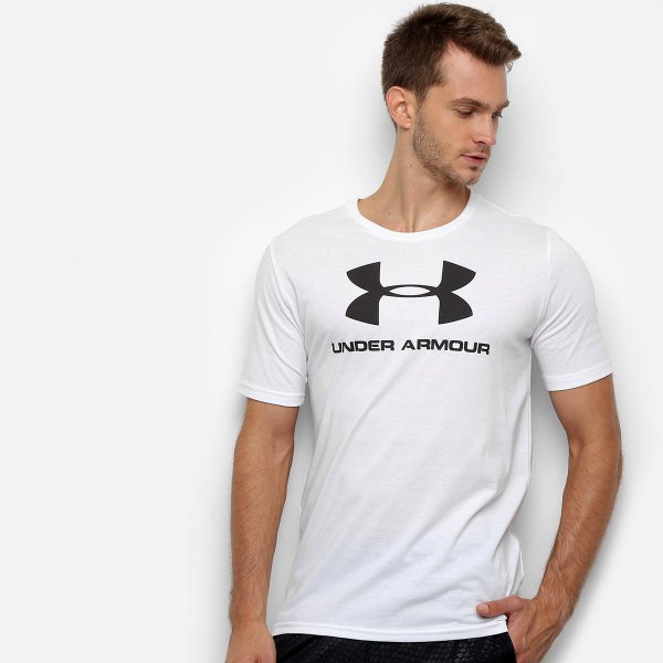 Camiseta Under Armour Sportstyle Logo 19 Masculina - Branco e Preto