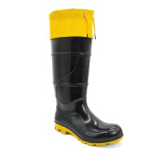 Bota PVC Cano Longo Cartom Com Polaina CA 51055 - Preto e Amarelo Bota PVC Cano Longo Cartom Com Polaina CA 51055 - Preto e Amarelo