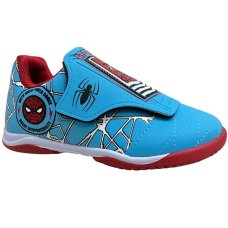 Chuteira Infantil Futsal Dray Marvel Homem Aranha - Azul Claro