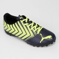 Chuteira Society Puma Tacto II Masculina - Azul e Amarelo