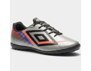 Chuteira Society Umbro Aero Masculina - Cinza e Vermelho