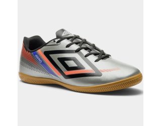 Chuteira Futsal Umbro Aero Masculino - Cinza e Vermelho