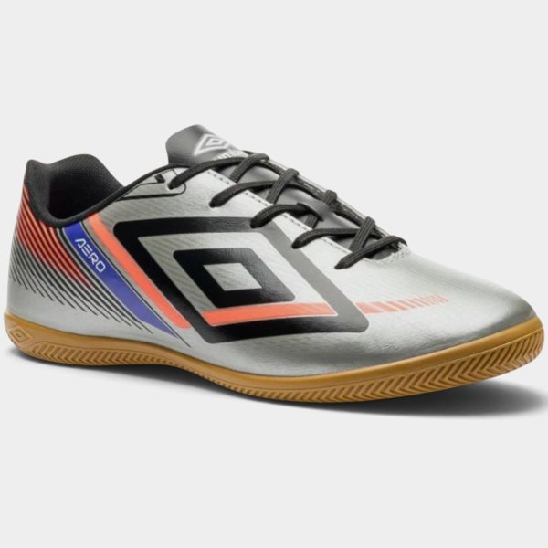 Chuteira Futsal Umbro Aero Masculino - Cinza e Vermelho