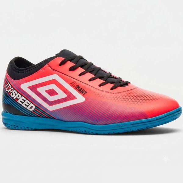 Chuteira Futsal Umbro Indoor Top Speed League Masculino - Rosa e Azul