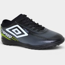 Chuteira Society Umbro Top Speed League Masculina - Preto e Verde Chuteira Society Umbro Top Speed League Masculina - Preto e Verde