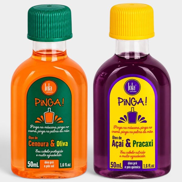 Kit Óleo Capilar Lola Pinga Açaí e Pracaxi e Cenoura e Oliva - Óleo Açaí e Pracaxi 50ml + Óleo Cenoura e Oliva 50ml