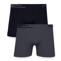 Kit 2 Cuecas Boxer Lupo Microfibra Sem Costura - Cinza e Preto