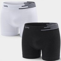 Kit 2 Cuecas Boxer Lupo Microfibra Sem Costura - Preto e Branco