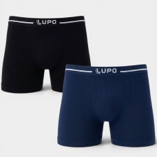 Kit 2 Cuecas Boxer Lupo Microfibra Sem Costura - Preto e Marinho