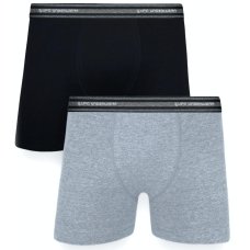 Kit Cueca Boxer Lupo Com Elastano 2 Peças - Preto e Cinza