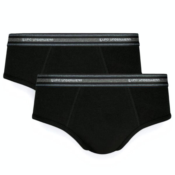 Kit Cueca Slip Lupo Com Elastano 2 Peças - Preto