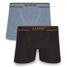 Kit 2 Cuecas Boxer Lupo Microfibra Sem Costura - Preto e Cinza