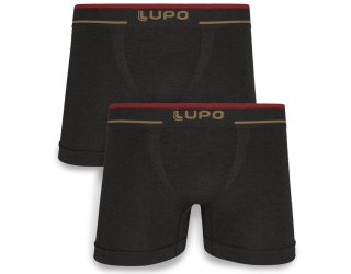 Kit 2 Cuecas Boxer Lupo Microfibra Sem Costura - Preto e Vinho