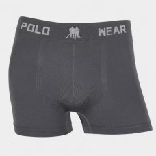 Cueca Boxer Polo Wear Microfibra Sem Costura Masculina - Cinza