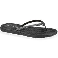 Rasteira Beira Rio Flatform Diamond Strass Feminina - Preto