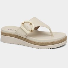 Tamanco Anabela Beira Rio Detalhe Fivela Feminino - Branco
