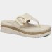 Tamanco Anabela Beira Rio Detalhe Fivela Feminino - Branco