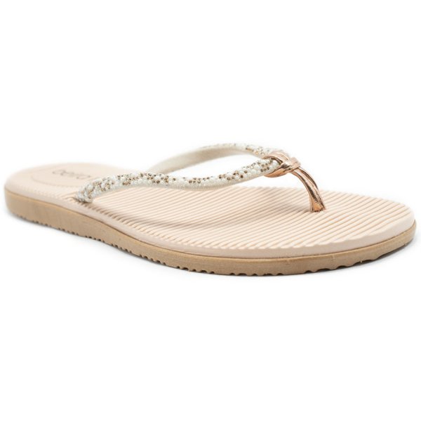 Rasteira Beira Rio Flatform Pedraria Feminina - Ouro Rosado