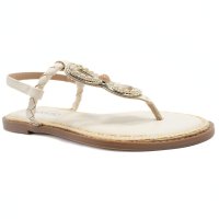 Rasteira Beira Rio Flat Pedraria Feminina - Creme