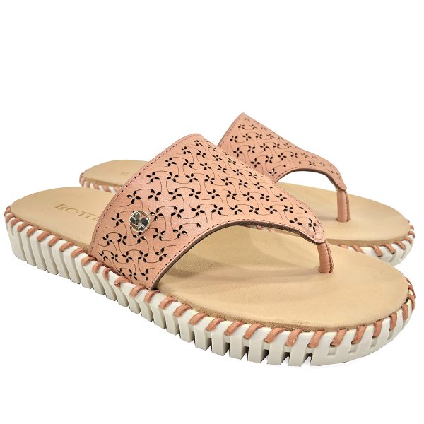 Rasteira Birken Bottero Summer Laser Couro - Rosa
