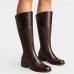 Bota Couro Bottero Texturizada Cano Alto Feminina - Marrom Escuro