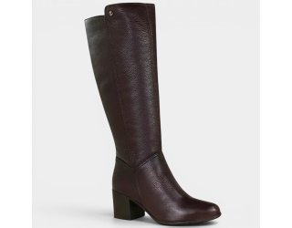 Bota Couro Bottero Cano Alto Feminina - Marrom Escuro Bota Couro Bottero Cano Alto Feminina - Marrom Escuro