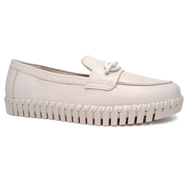 Mocassim Bottero Couro Summer Corrente Feminino - Branco Off