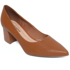 Scarpin Couro Bottero Salto Médio Bico Fino Feminino - Caramelo