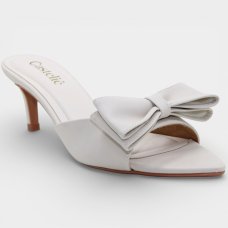 Tamanco Casteliê Intense Salto Fino Laço Feminino - Off White Tamanco Casteliê Intense Salto Fino Laço Feminino - Off White