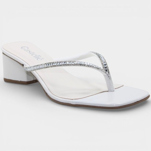 Tamanco Casteliê Verniz Strass Salto Bloco Feminino - Off White