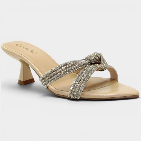 Tamanco Casteliê Detalhe Nó Feminino - Creme