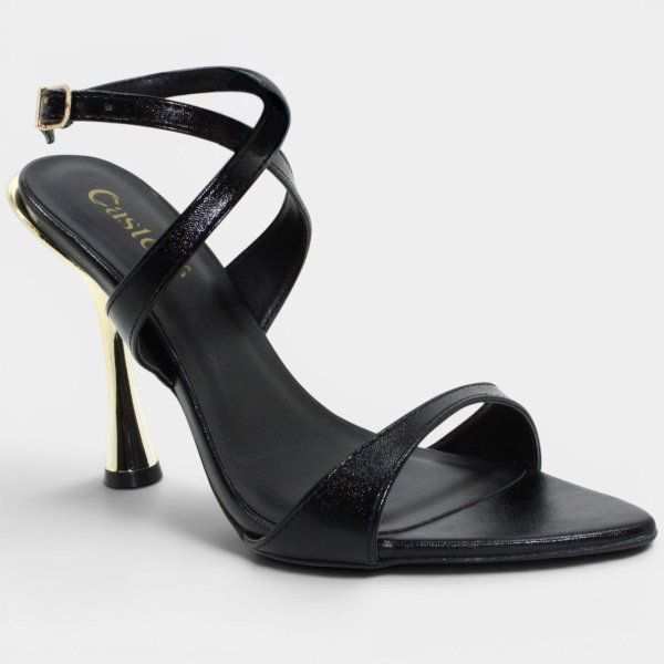 Sandália Casteliê Tira Única Salto Fino Feminina - Preto