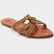 Rasteira Casteliê Slide Strass Feminina - Marrom Rasteira Casteliê Slide Strass Feminina - Marrom