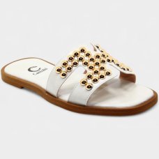 Rasteira Casteliê Slide H Spikes Feminina - Off White
