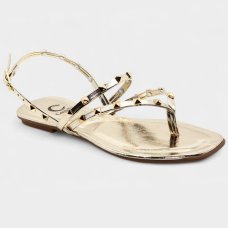 Rasteira Casteliê Spikes Metalizada Feminina - Dourado Rasteira Casteliê Spikes Metalizada Feminina - Dourado