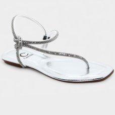 Rasteira Casteliê Strass Metalizada Feminina - Prata Rasteira Casteliê Strass Metalizada Feminina - Prata