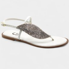 Rasteira Casteliê Strass Folha Feminina - Off White Rasteira Casteliê Strass Folha Feminina - Off White
