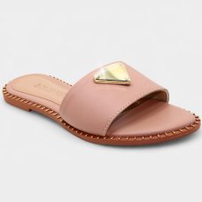 Rasteira Cia do Porto Estilo Dourado Feminina - Nude Rasteira Cia do Porto Estilo Dourado Feminina - Nude