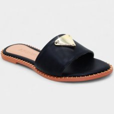 Rasteira Cia do Porto Estilo Dourado Feminina - Preto Rasteira Cia do Porto Estilo Dourado Feminina - Preto