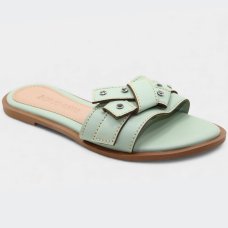 Rasteira Cia do Porto Nó Strass Feminina - Verde Claro Rasteira Cia do Porto Nó Strass Feminina - Verde Claro