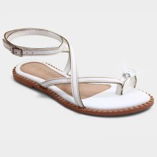 Rasteira Cia do Porto Amarração Detalhes Feminina - Branco Rasteira Cia do Porto Amarração Detalhes Feminina - Branco