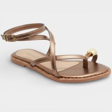 Rasteira Cia do Porto Amarração Detalhes Feminina - Bronze