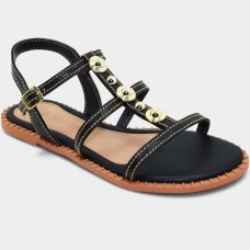 Rasteira Cia do Porto Apliques Feminina - Preto Rasteira Cia do Porto Apliques Feminina - Preto