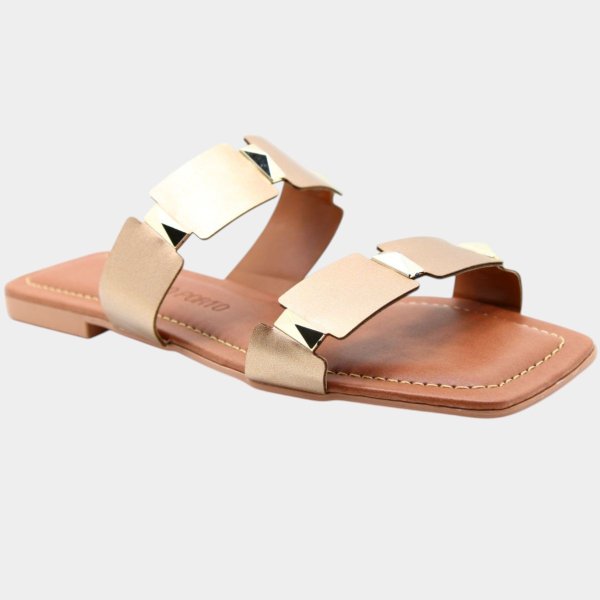 Rasteira Cia do Porto Spikes Fosco Feminina - Bronze