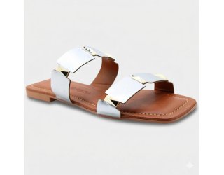 Rasteira Cia do Porto Spikes Fosco Feminina - Prata Rasteira Cia do Porto Spikes Fosco Feminina - Prata