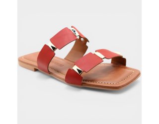 Rasteira Cia do Porto Spikes Fosco Feminina - Vermelho Rasteira Cia do Porto Spikes Fosco Feminina - Vermelho