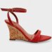 Sandália Anabela Cia do Porto Bico Fino Feminina - Vermelho